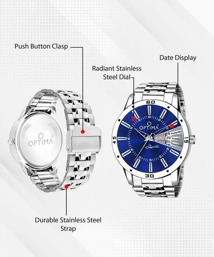 BLUE DIAL DAY & DATE FUNCTIONING Analog Watch - For Men -OMD-616 Optima