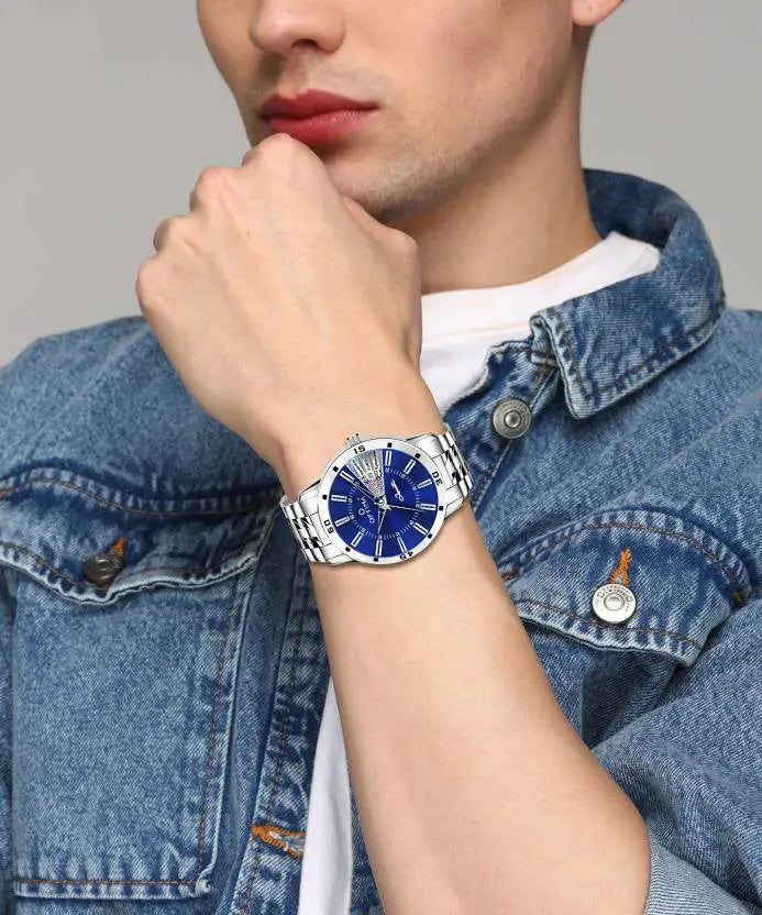 BLUE DIAL DAY & DATE FUNCTIONING Analog Watch - For Men -OMD-616 Optima
