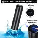 Stainless Steel Sports Water Bottle with LED Temperature Display,Double Wall Vacuum Insulated Water Bottle, Stay Hot for 24 Hrs,Cold for 24 Hrs (Pure Black) 500 milliliters Optima