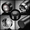Stainless Steel Sports Water Bottle with LED Temperature Display,Double Wall Vacuum Insulated Water Bottle, Stay Hot for 24 Hrs,Cold for 24 Hrs (Pure Black) 500 milliliters Optima