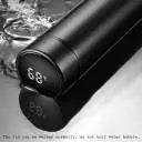 Stainless Steel Sports Water Bottle with LED Temperature Display,Double Wall Vacuum Insulated Water Bottle, Stay Hot for 24 Hrs,Cold for 24 Hrs (Pure Black) 500 milliliters Optima