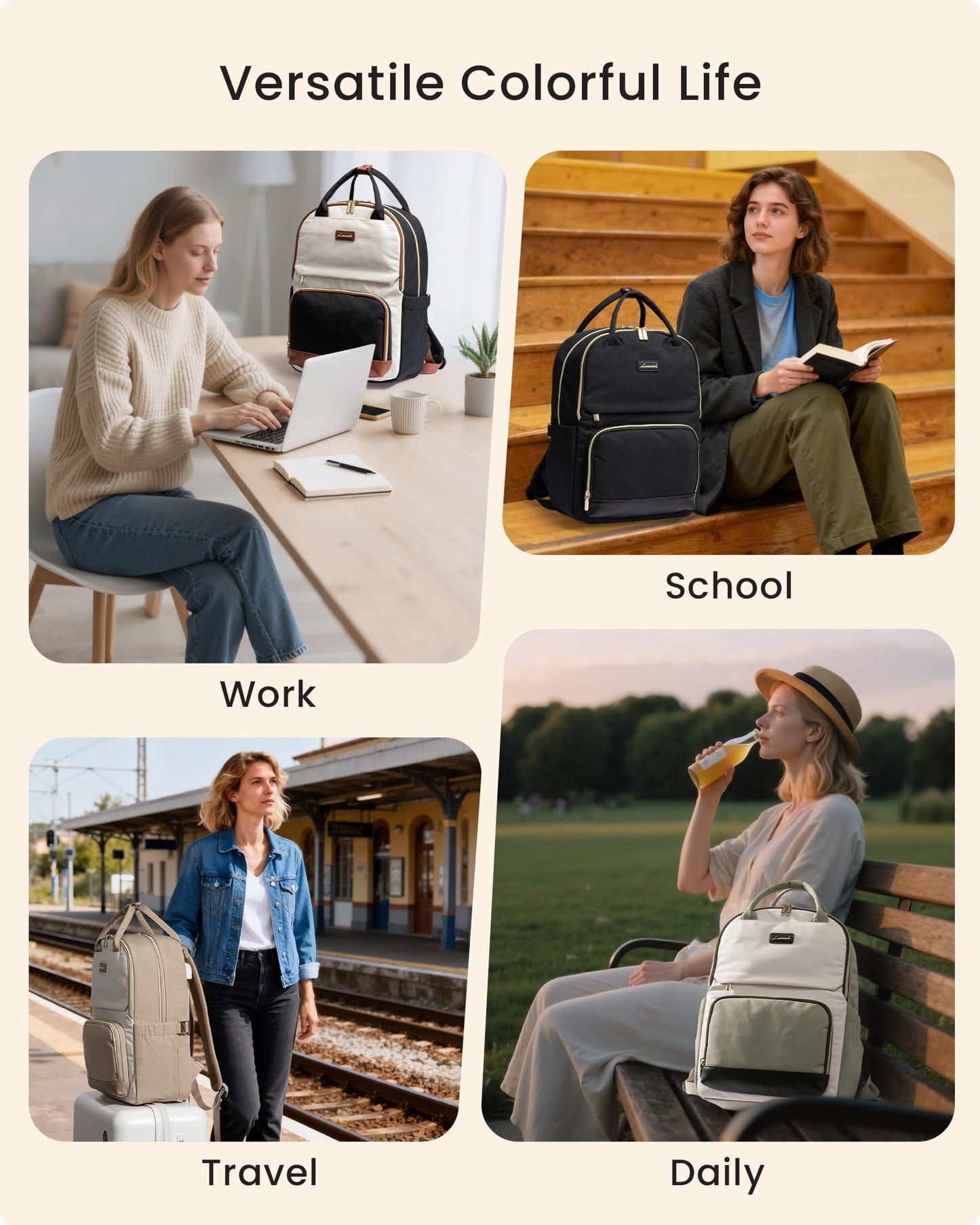 Optima Premium 15.6" Laptop Backpack for Women - Travel & Work