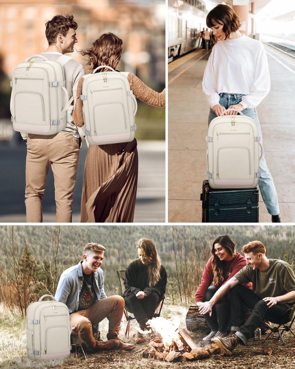 Optima Premium Travel Backpack - 40L, Beige, 17.3 Inch