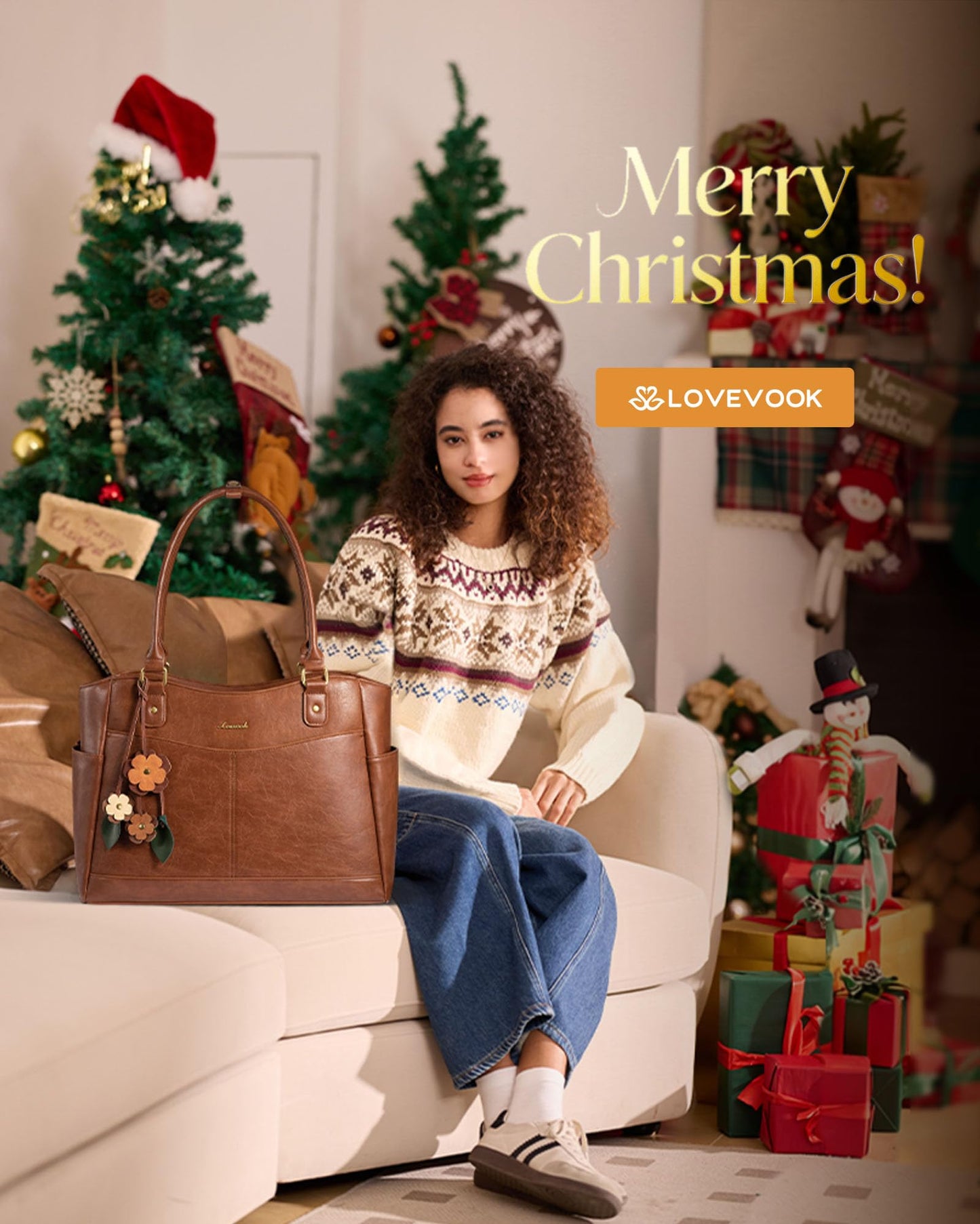 Optima Vintage Work Tote Bag - 15.6 inch Laptop, Brown, with Cup Holder