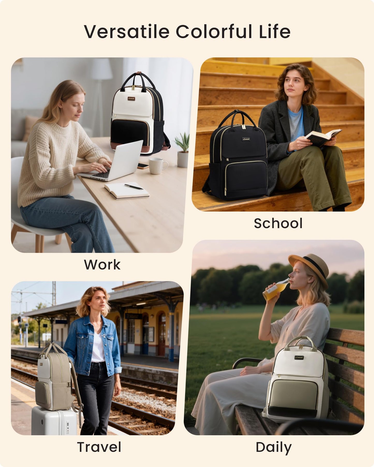 Optima Women's 15.6" Laptop Backpack with Tumbler Holder - Dark Blue