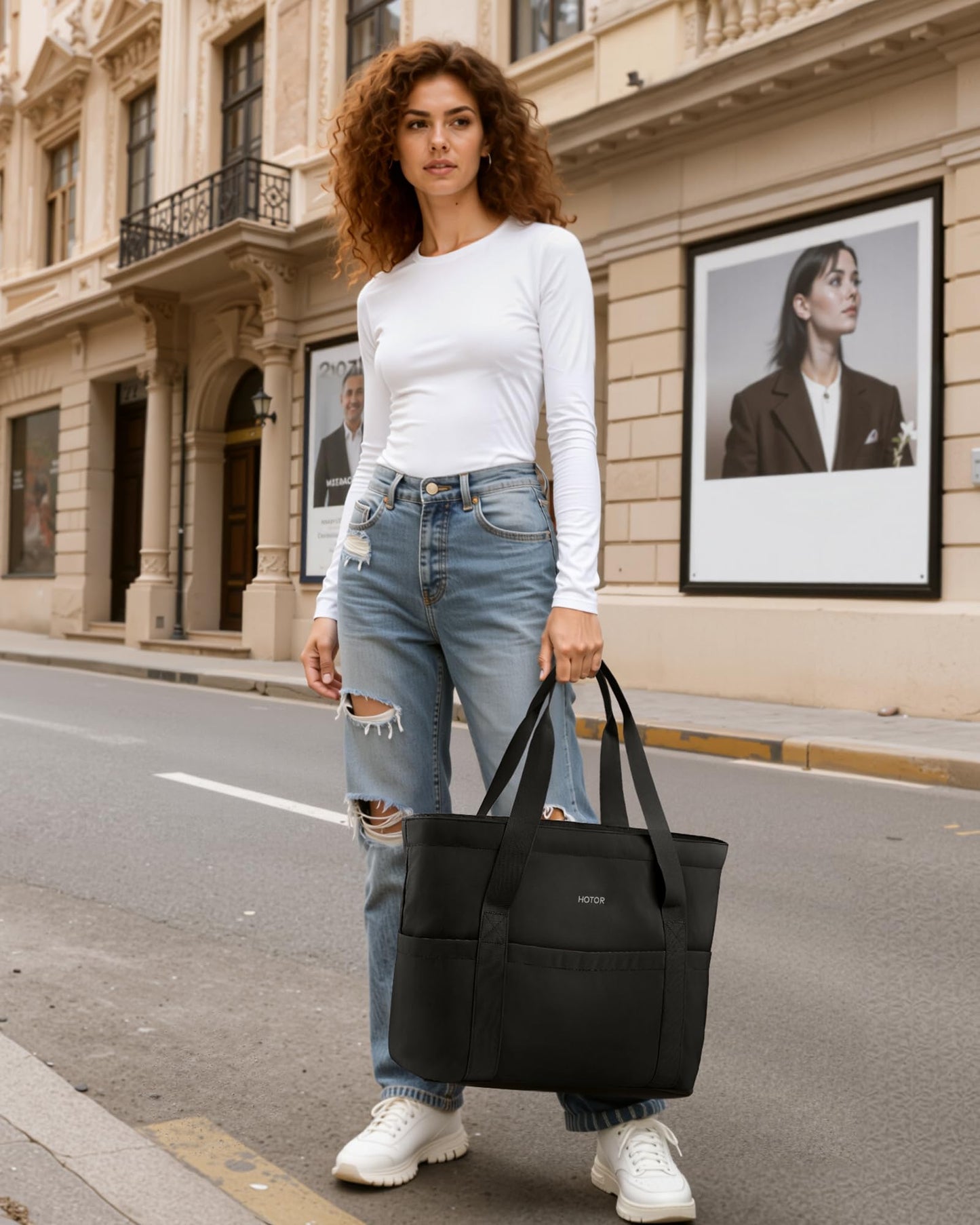 Optima Premium Foldable Tote Bag - Lightweight Canvas, 19.7\" x 6.7\" x 13.8\"