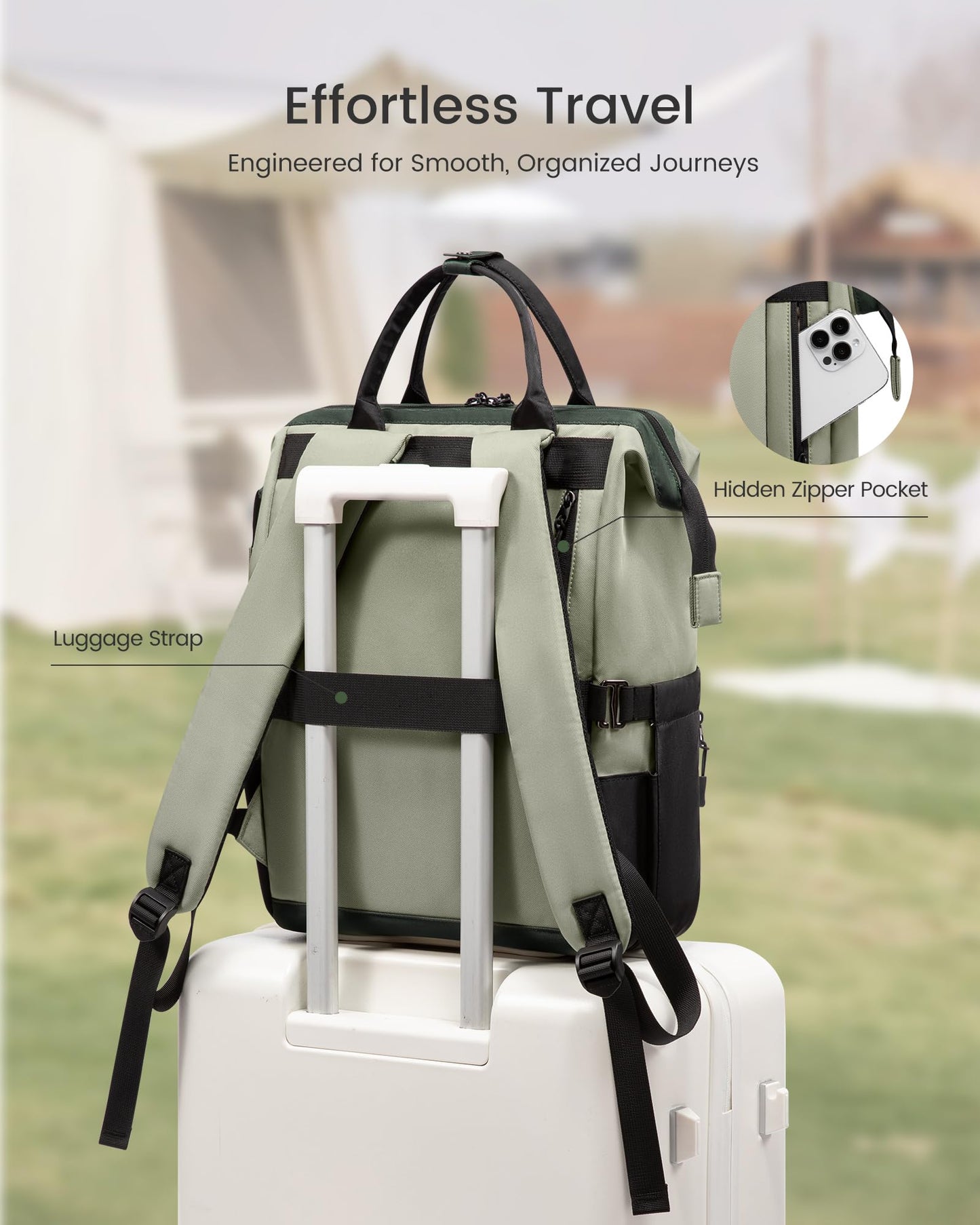 Optima Premium Laptop Backpack - 15.6 Inch for Students, Beige