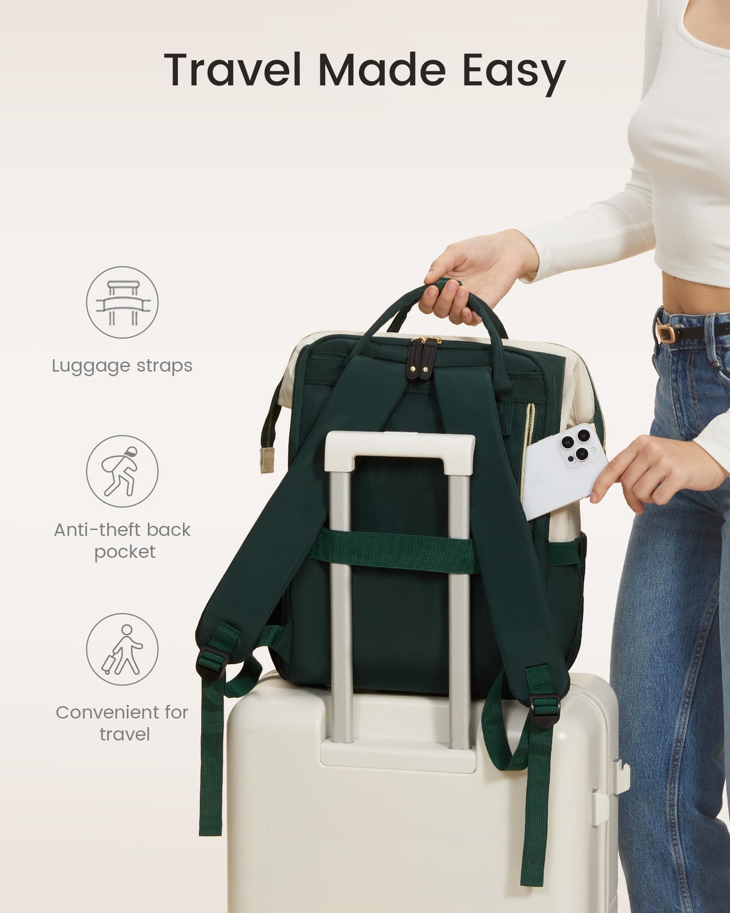 Optima Women's 15.6" Laptop Backpack - Waterproof Business Daypack