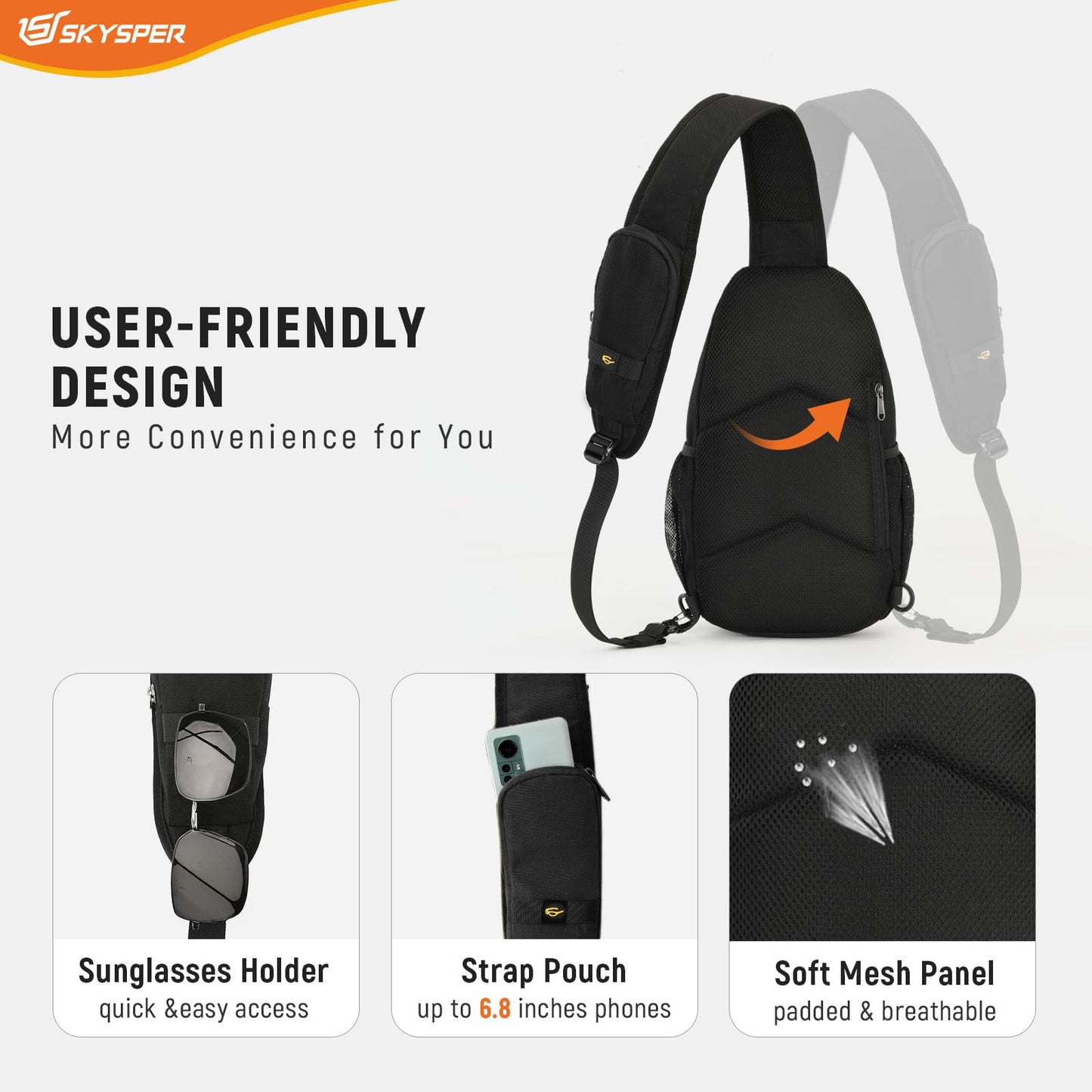 Optima Eco-Friendly RFID Sling Backpack - Recycled Travel Daypack