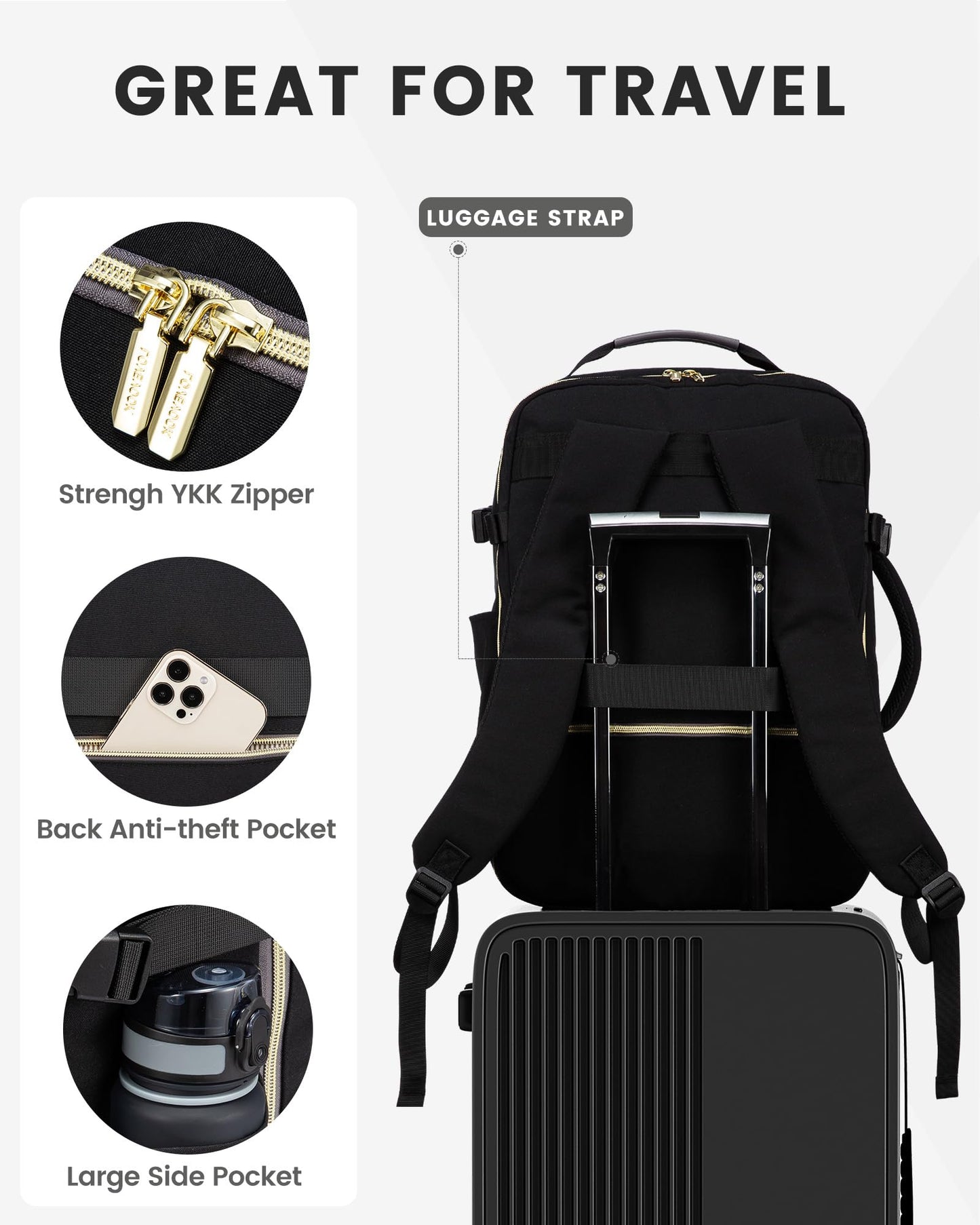 Optima LOVEVOOK Laptop Backpack, Black-2029, 15.6"