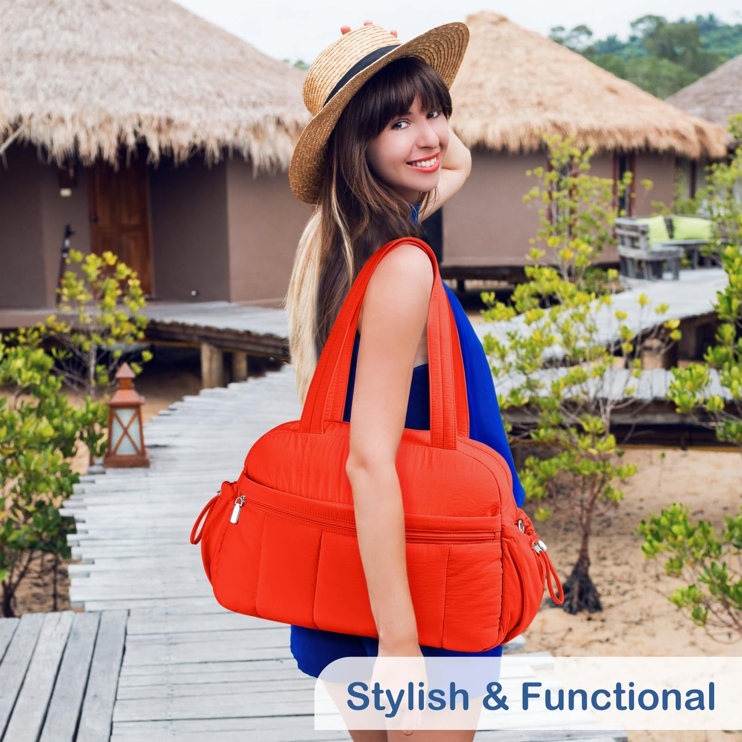 Optima Premium Travel Duffel Bag - Large Puffer Gym Tote with Wet Pocket