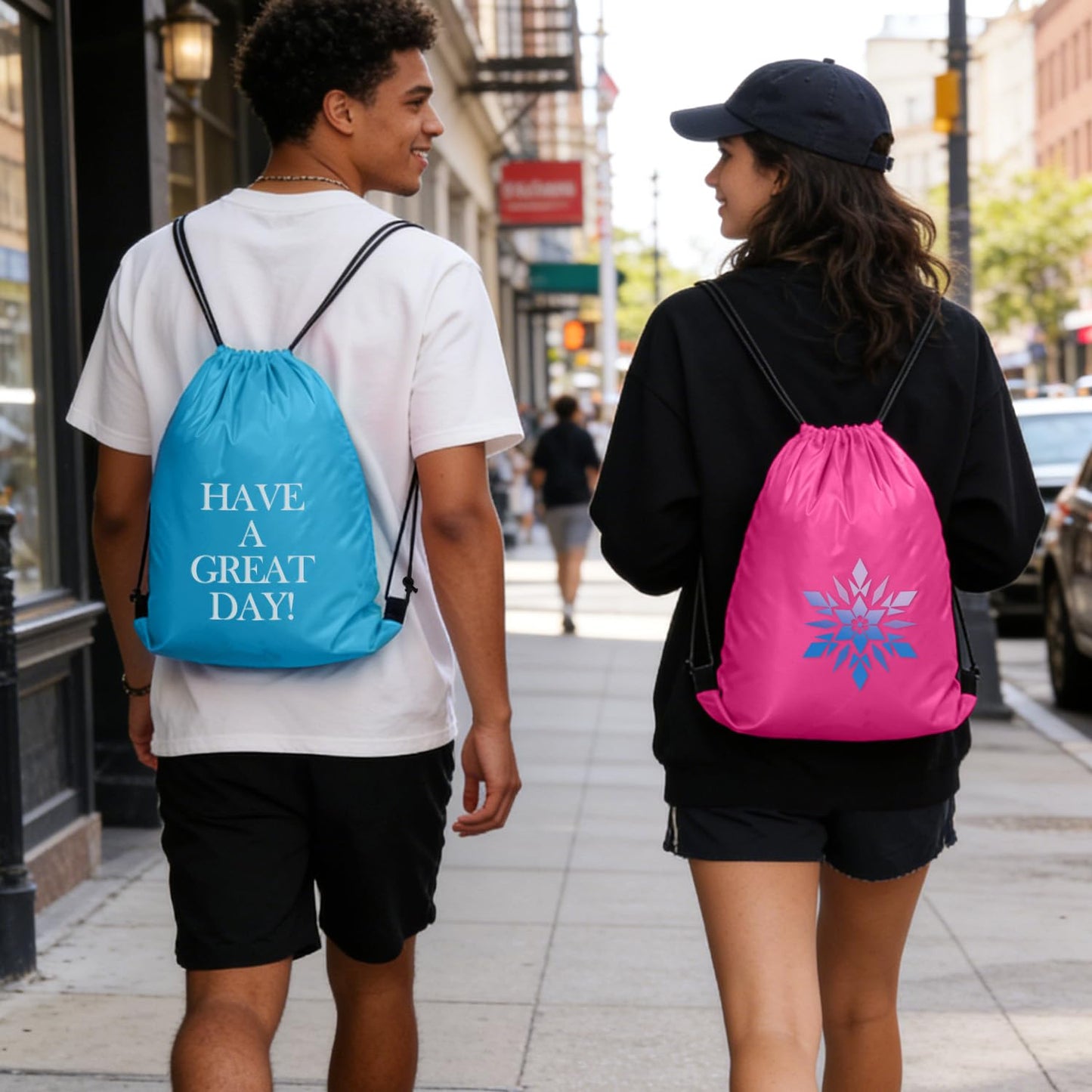 Optima Premium Nylon Drawstring Backpack - 13.4x16.5 inches, 50 Pcs