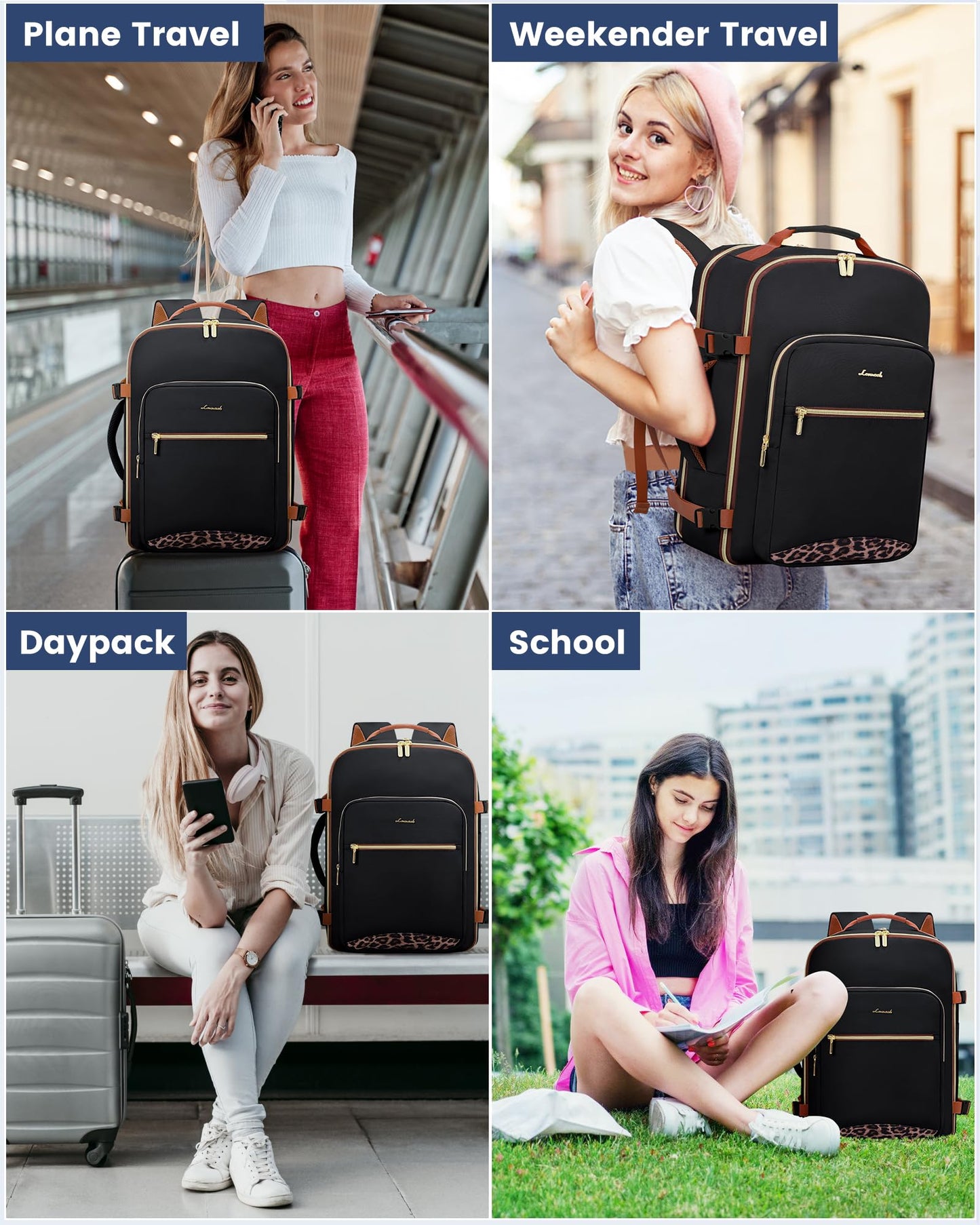 Optima Premium Travel Backpack - Large Beige-Black Carry-On