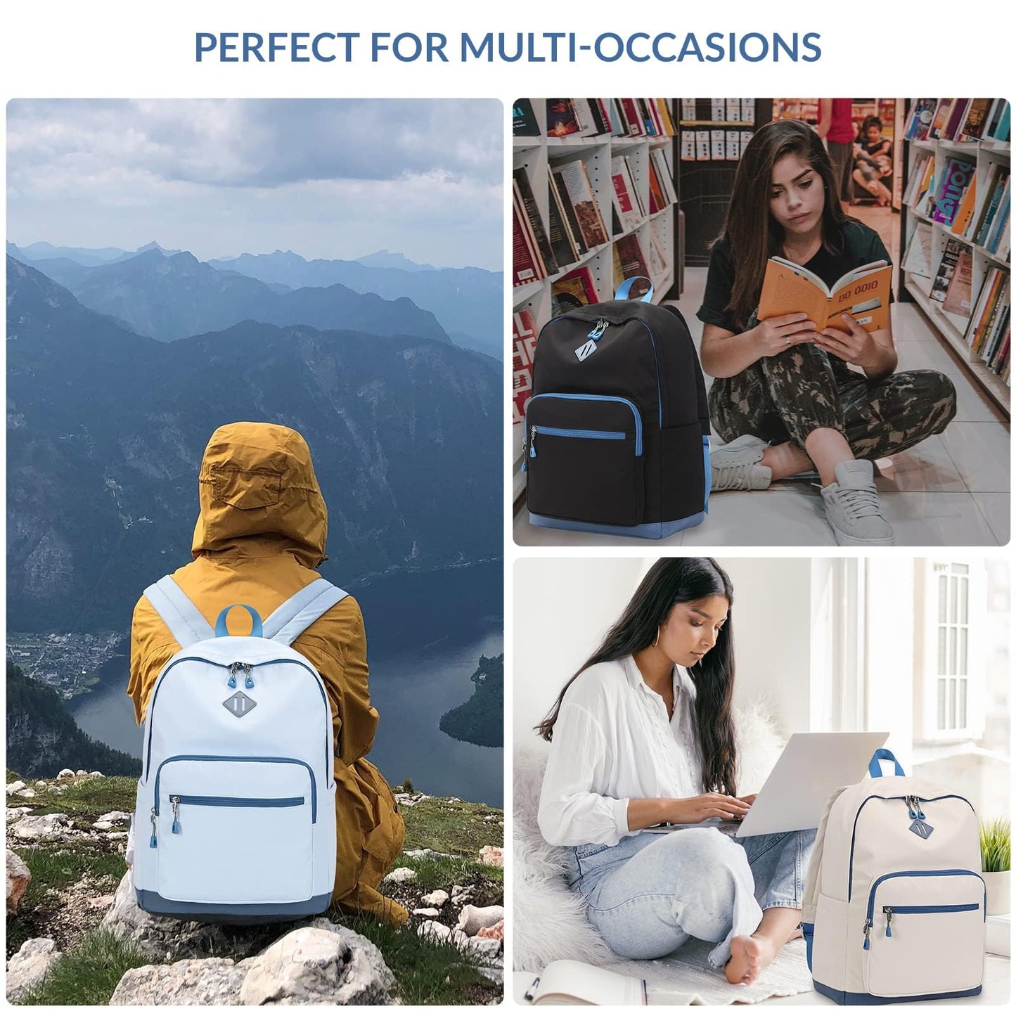 Optima Lightweight Casual Daypack - Sky Blue, 12.2x5.7x17.3 inches