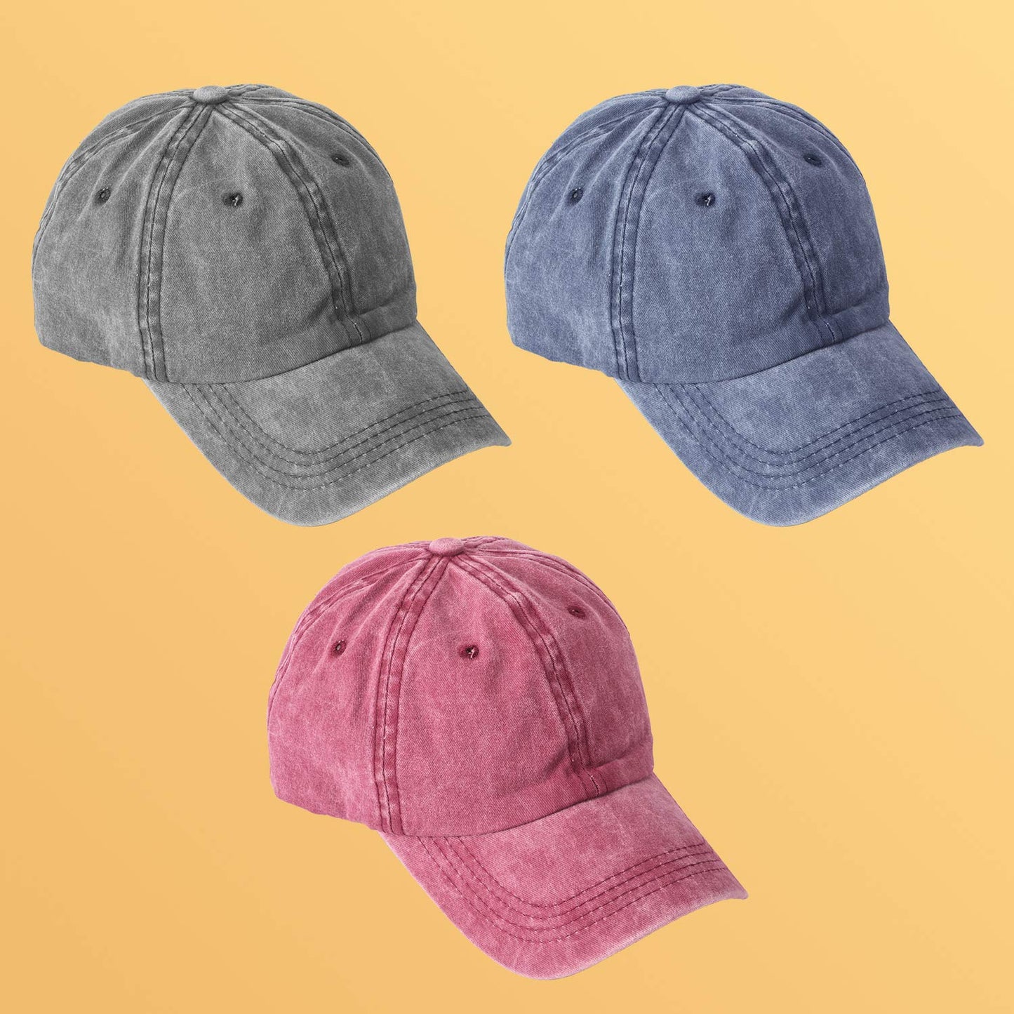Optima Vintage Washed-Cotton Baseball Caps - Adjustable Unstructured Hats