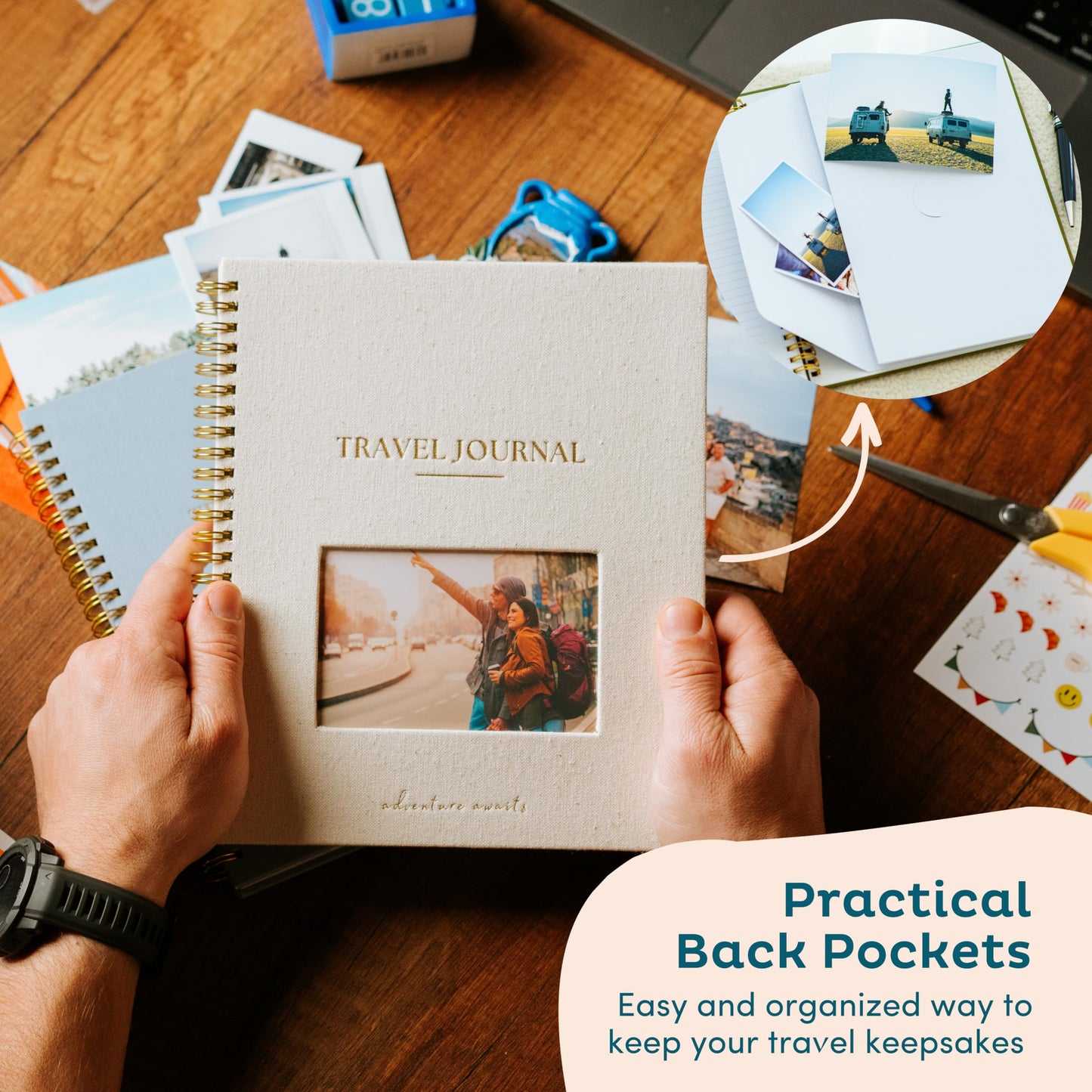 Optima Premium Linen Travel Journal - Personalized Adventure Notebook