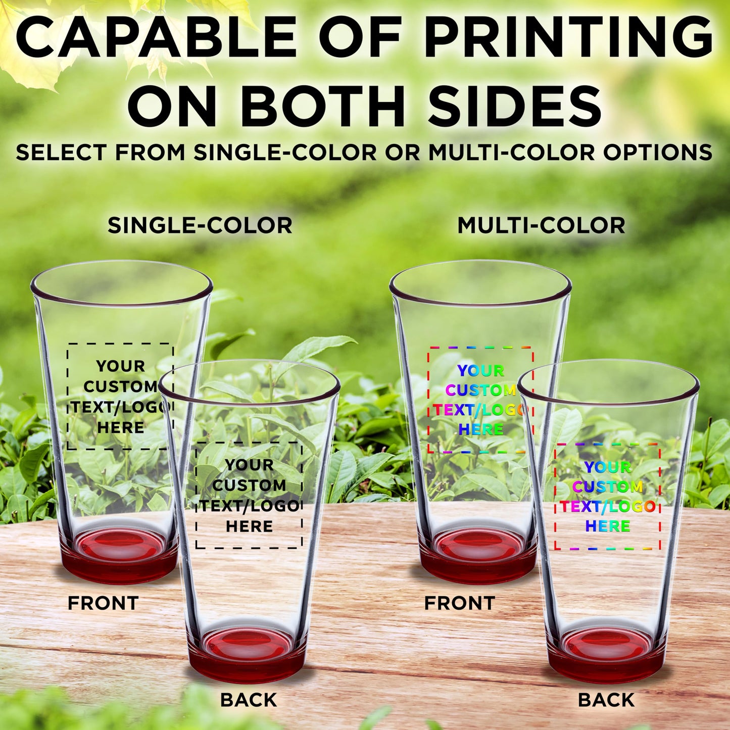 Optima Premium Custom Beer Glasses - 16 oz. Set of 100