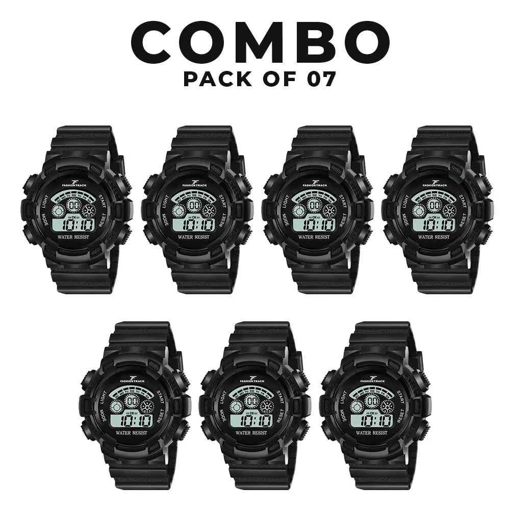 Fashion Track Analogue Digital Quartz Movement Wrist Watch for Man & Women Dial Men's Watch Pack of -7(Combo ) Optima