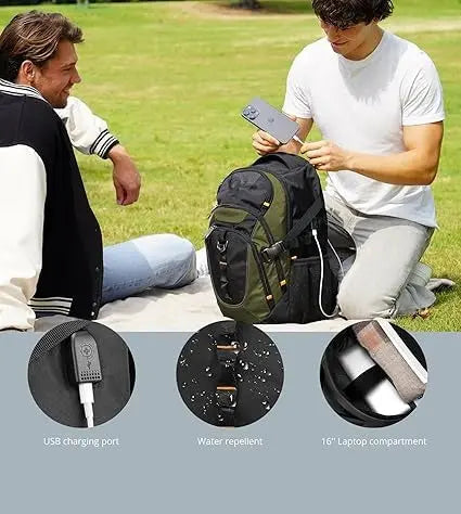 OPTIMA Design Large Business Laptop Backpack with Smart USB Charging Port, Travel Backpack Fits 15.6 inches laptops, Water Repellent College Backpack for Men Women ( Olive/Black) Optima Inc