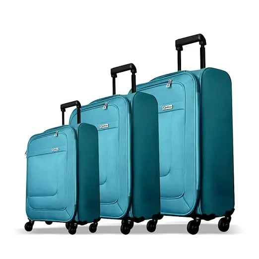 OPTIMA Prion Softside Expandable Roller Luggage, T.Blue, 3-Piece Set (20/24/28) Optima