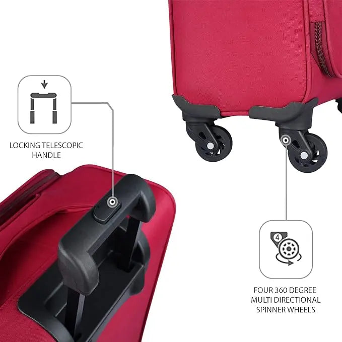 Optima Pasha Softside Expandable Roller Luggage, Red, Carry-On 21-Inch Optima