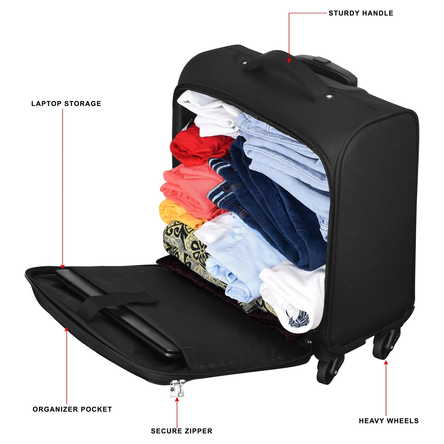 Optima Small Cabin Luggage Premium Overnighter Cabin Trolley Luggage - Prime 43 - Optima Inc