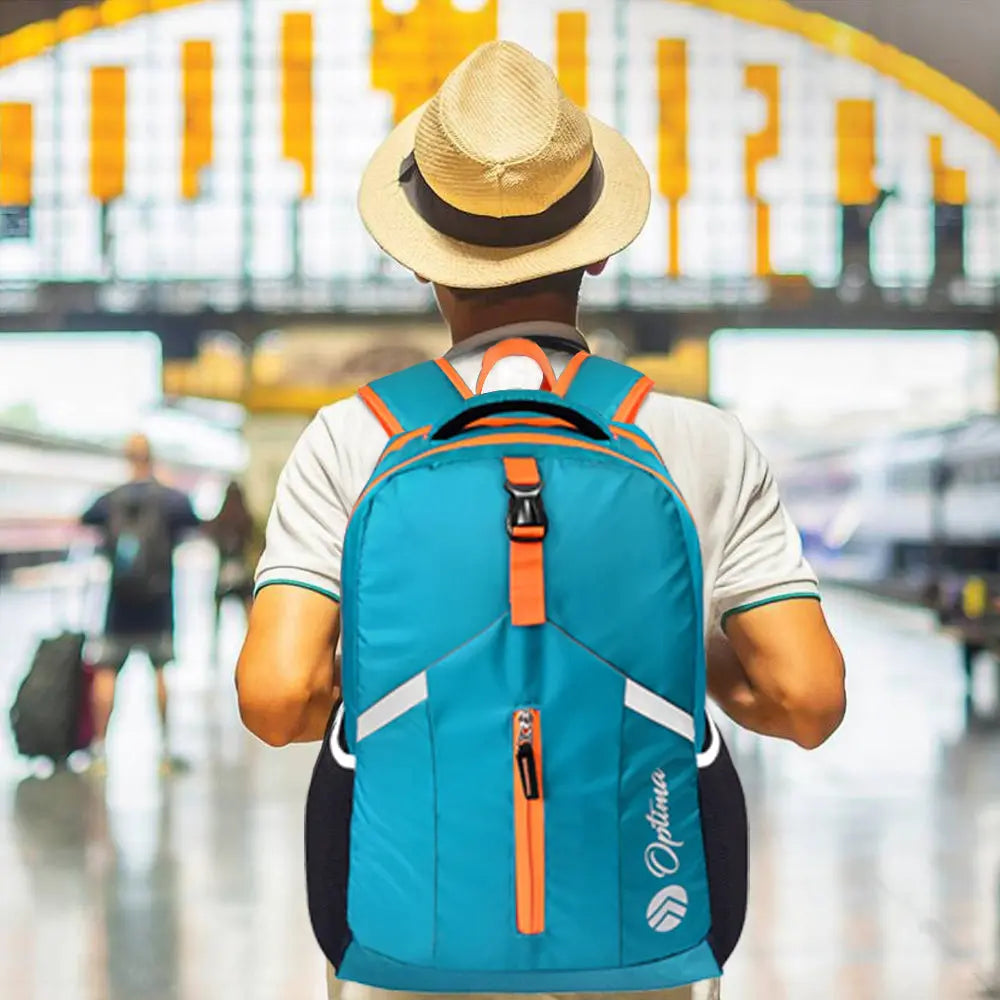 Optima Casual Backpack 28L, 2 Main Compartments, Bottle Pocket, Front Pocket, Padded Shoulder Strap(Orange) Optima