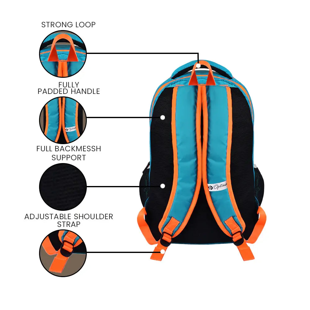 Optima Casual Backpack 28L, 2 Main Compartments, Bottle Pocket, Front Pocket, Padded Shoulder Strap(Orange) Optima