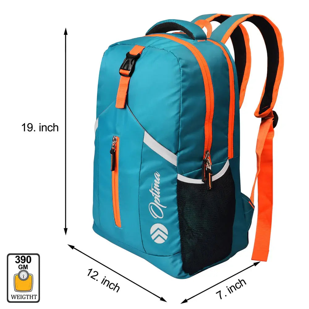 Optima Casual Backpack 28L, 2 Main Compartments, Bottle Pocket, Front Pocket, Padded Shoulder Strap(Orange) Optima