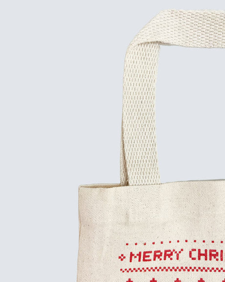 Merry Christmas 8 in Mini Canvas Gift Tote Bags w/ Gusset Optima