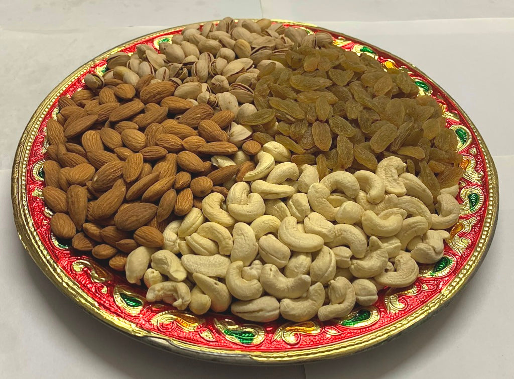 Decorated Diwali Dry Fruit Thaal with Flower