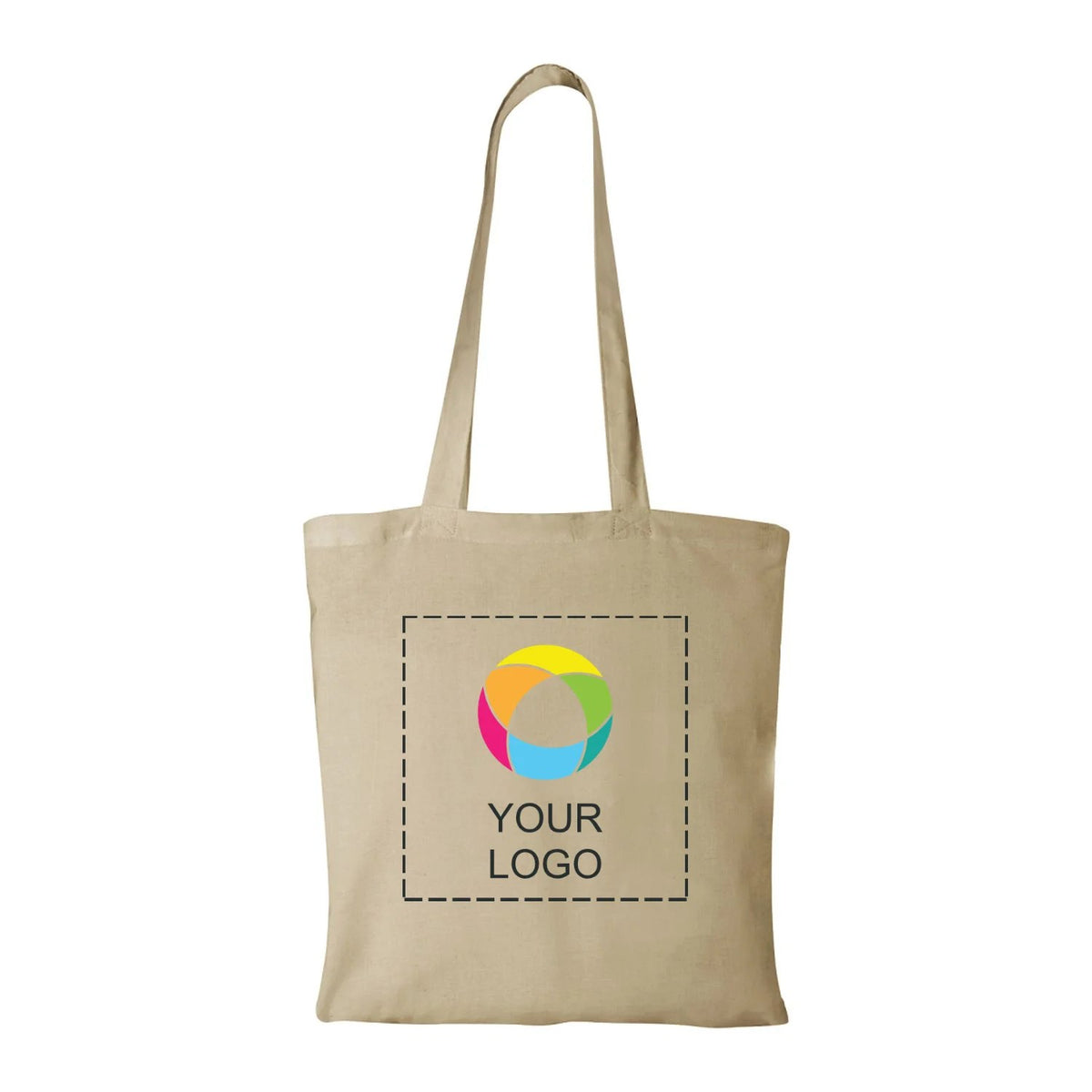 Slim 4 oz Cotton Canvas Promo Tote with 29 in Handles, 15 x 14.5 in