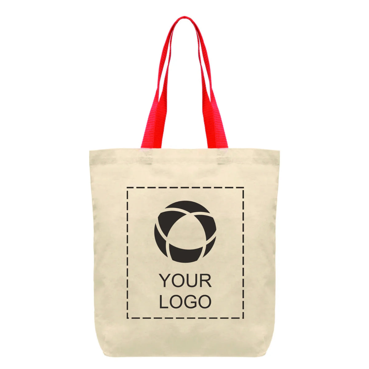 Cotton Tote Bag with Contrast Colour Handles, 14 x 14.75 in