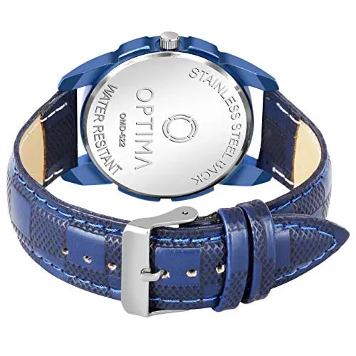 OPTIMA Watch Men's Fashion Water Resistant Sports Slim Analogue Quartz Stainless Steel Leather Watches Mens Bracelet (Blue) optima-bags