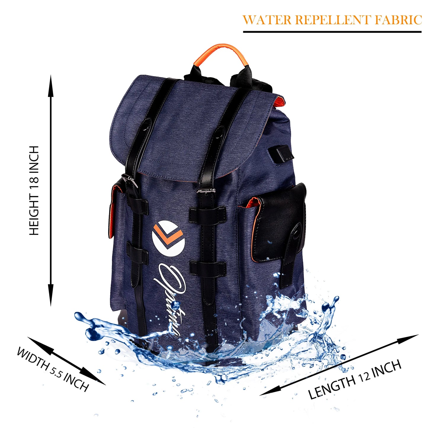 Carter Bag With Usb And Aux Port Backpack (Navy Blue) (OPT-N-041) optima-bags