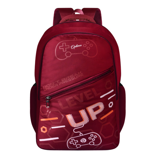 "Discover the Stylish Kamindu Mendis Red College Backpack for Men & Women"