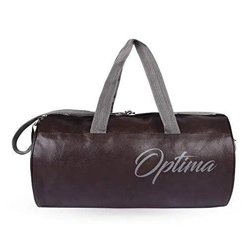 "Discover the Luxurious OPTIMA Leather Sports Duffle Bag in Trending Brown Color - Perfect for Travel and Sports Enthusiasts! EAN: 8907379043190"