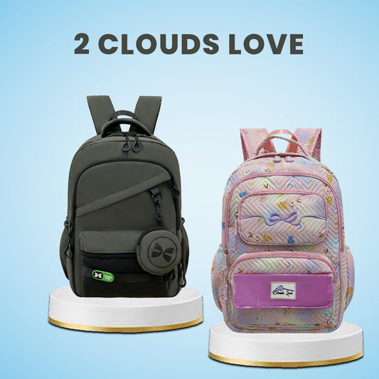 clouds love School Teen Girls - Laptop Backpacks 15.6 Inch College Bookbag Anti Theft Women Casual(Pack Of -2)