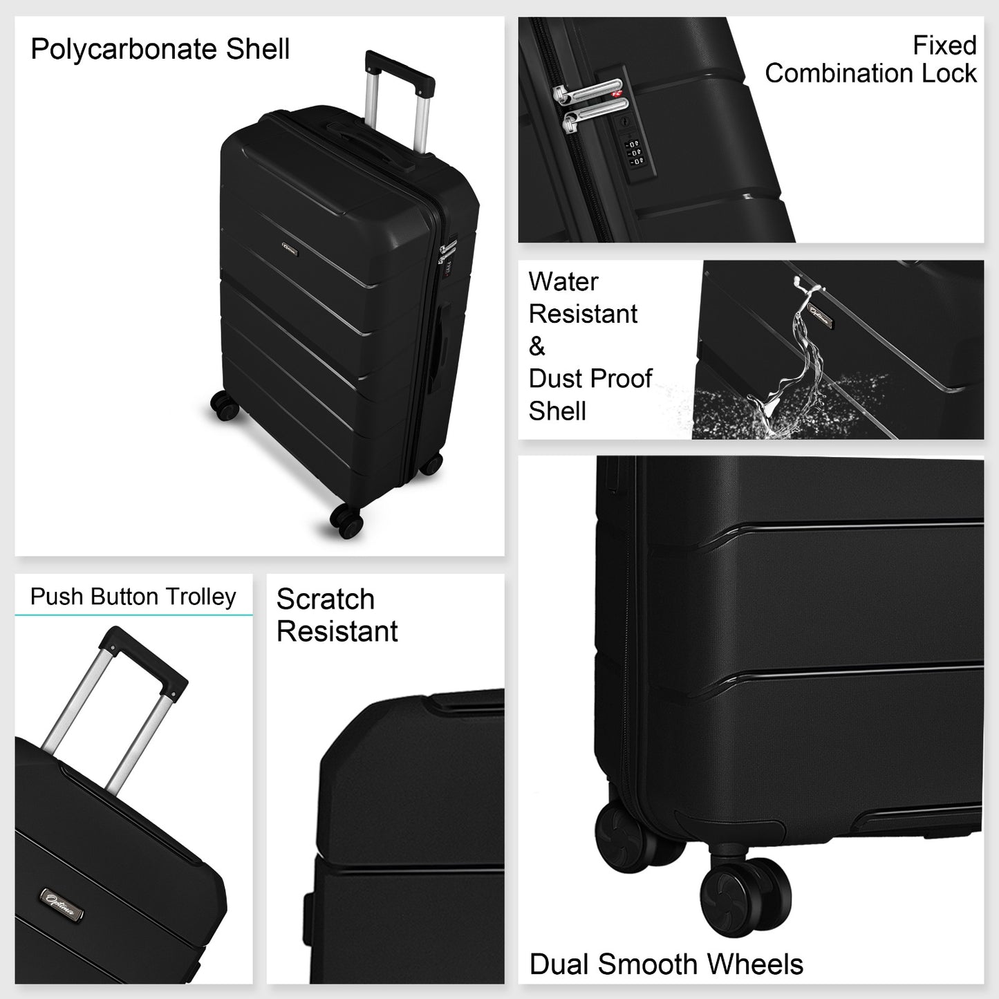 Optima Check-in Polypropylene Hardsided 8 Wheels Luggage Speed_ Wheel Trolley TSA Lock- 20 inch