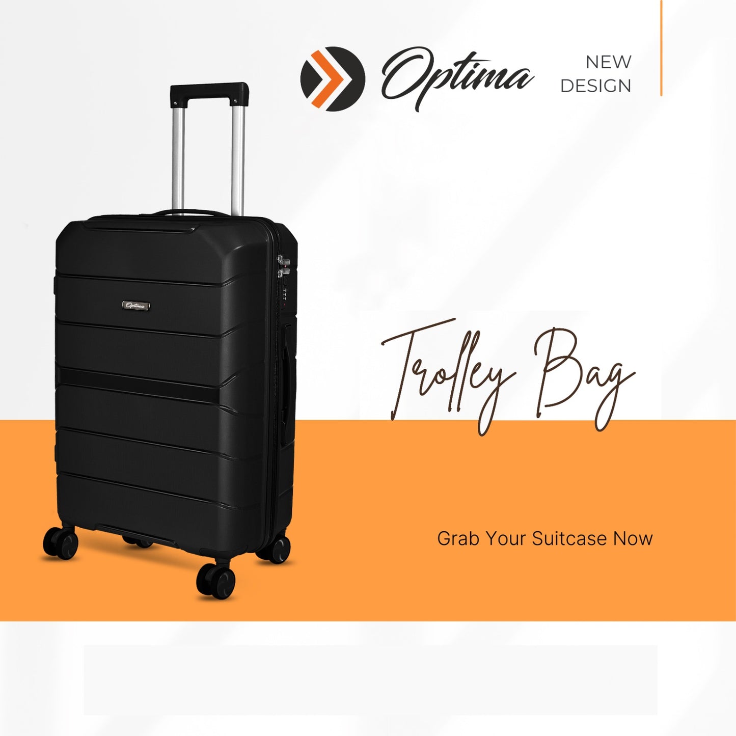 Optima Check-in Polypropylene Hardsided 8 Wheels Luggage Speed_ Wheel Trolley TSA Lock- 20 inch