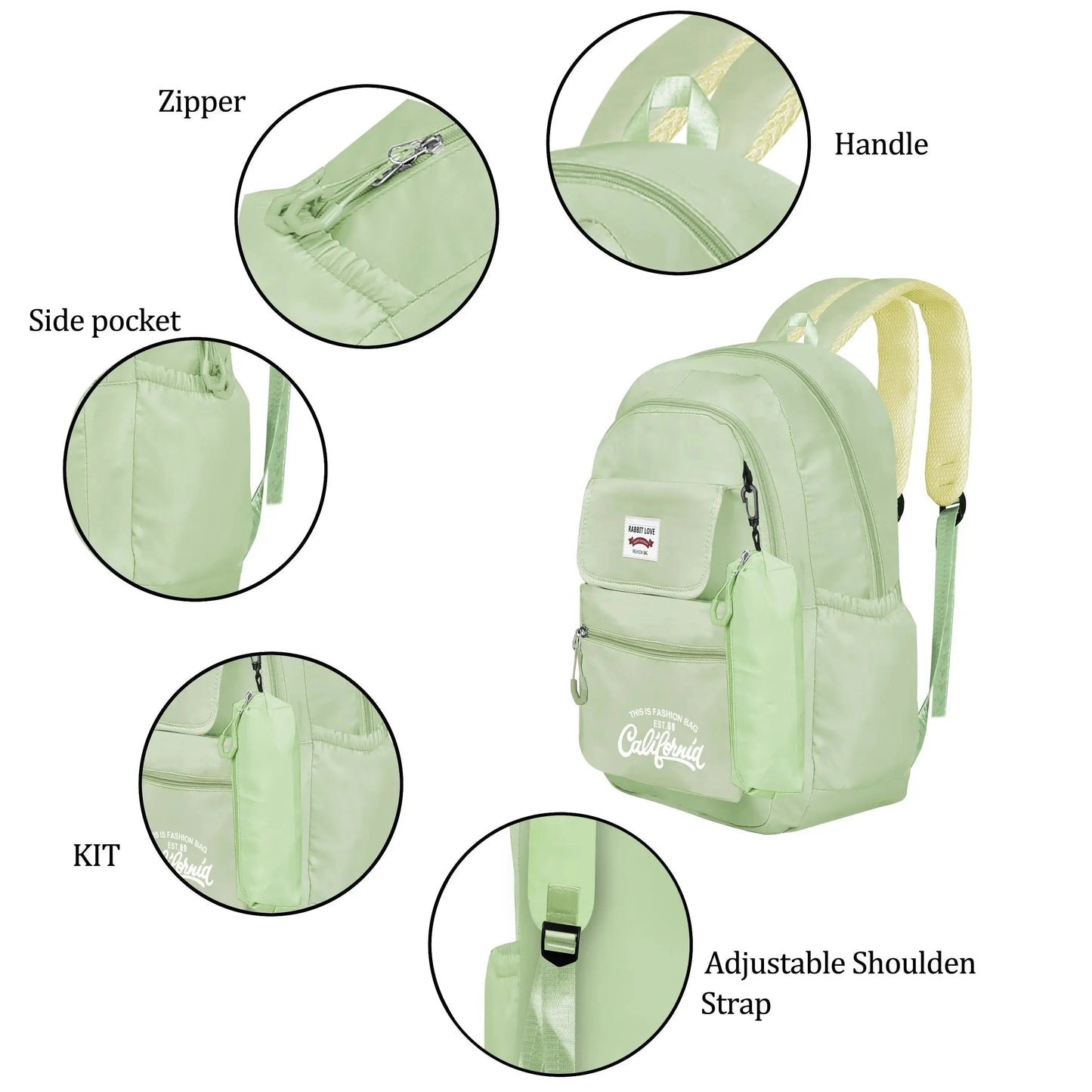 clouds love School Backpacks for Teen Girls - Laptop Backpacks 15.6 Inch College Cute Bookbag Anti Theft Women Casual Daypack (Green) optima-bags
