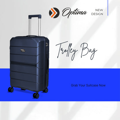 Optima Check-in Polypropylene Hardsided 8 Wheels Luggage Speed_ Wheel Trolley TSA Lock- 20 inch BLUE