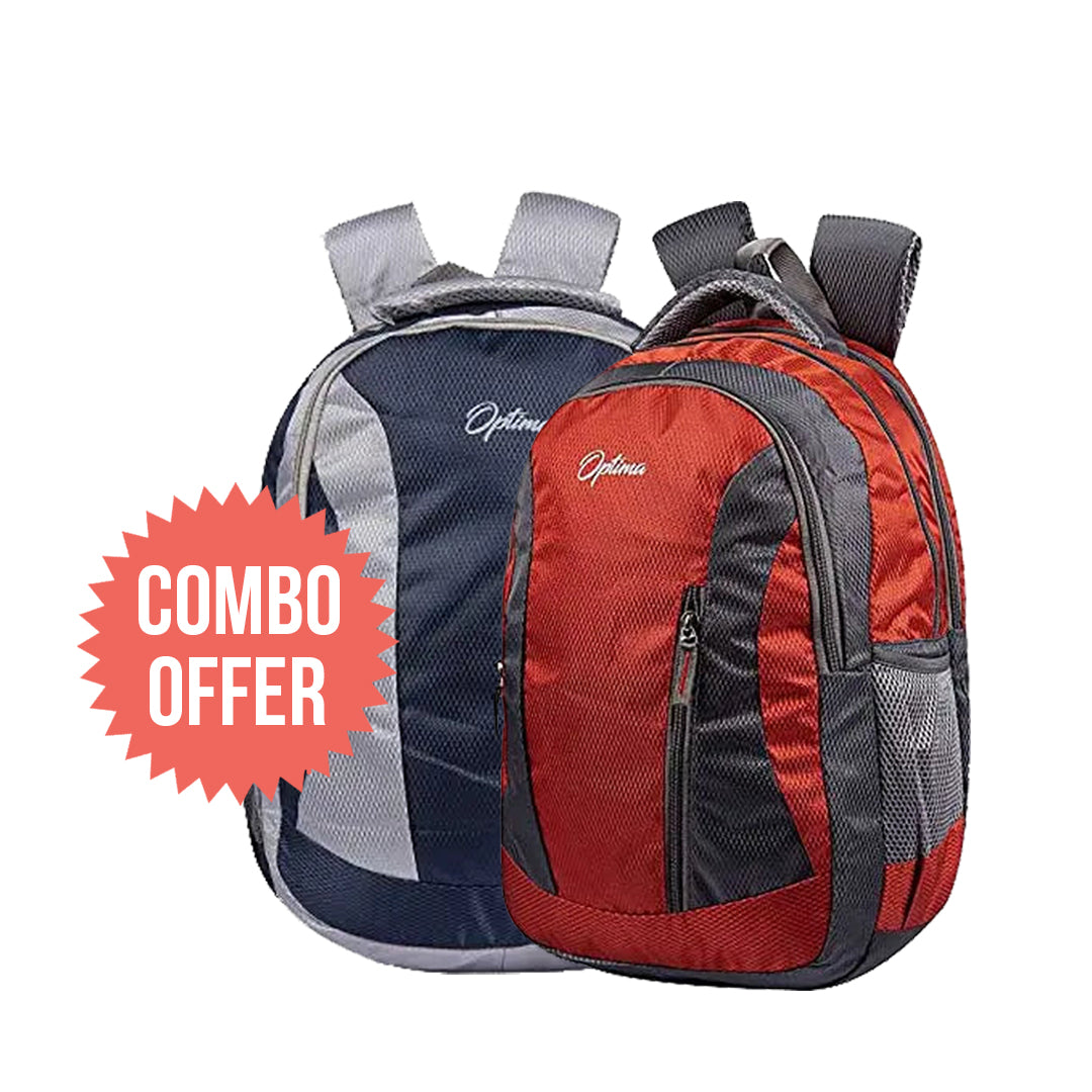 Optima Unisex Polyester School Bags Waterproof Hiking Backpack Cool Sports Backpack Laptop Rucksack School Backpack combo 2n