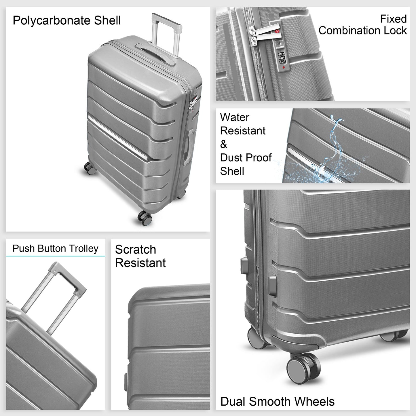 Optima Zenith Hardside Expandable with Double Spinner Wheels, Carry-On 20-Inch, Grey