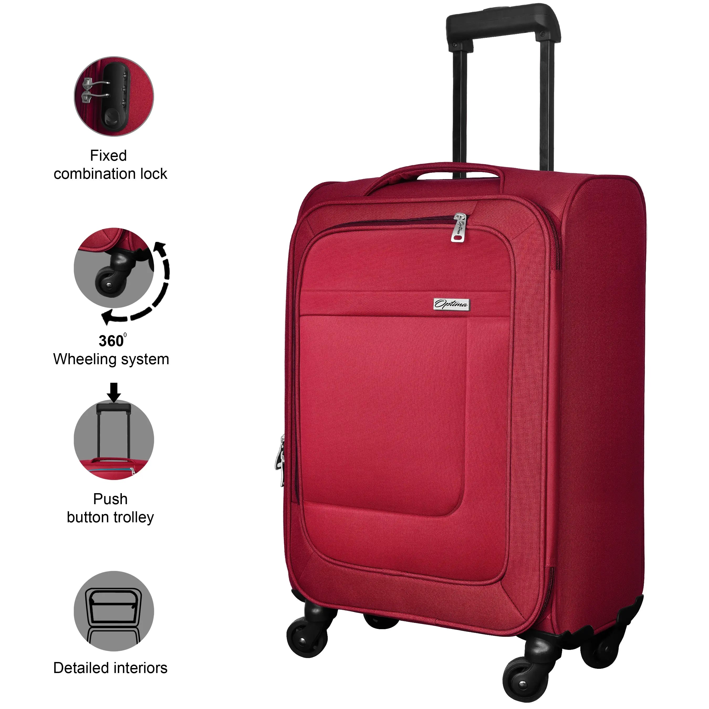 STUNNERZ 3, Luggage | 20+24+28 inch| Combo Set, Trolley Bag Travel Bag  Suitcase|51cm+61cm +71cm|(Pack of 3 )|Samll ,Medium ,& Large |Maroon Cabin  & Check-in Set 2 Wheels - 28 inch Maroon -
