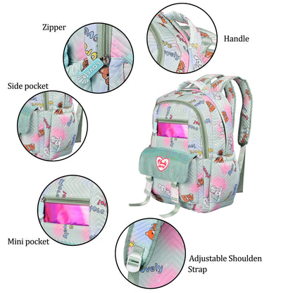 clouds love 15.6 Inch College Cute Bookbag Anti Theft Women Casual backpack for Teen School Girls laptop bag (Green)