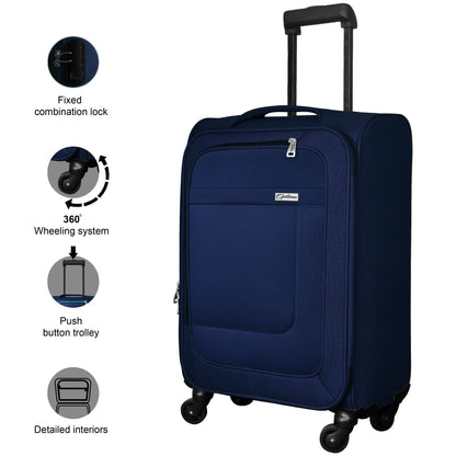 OPTIMA Cabin Suitcase (18.3 inch) - Anti Theft Trolley Bag, Medium Size Teal Suitcase with Number Locks (OTB-1003) optima-bags