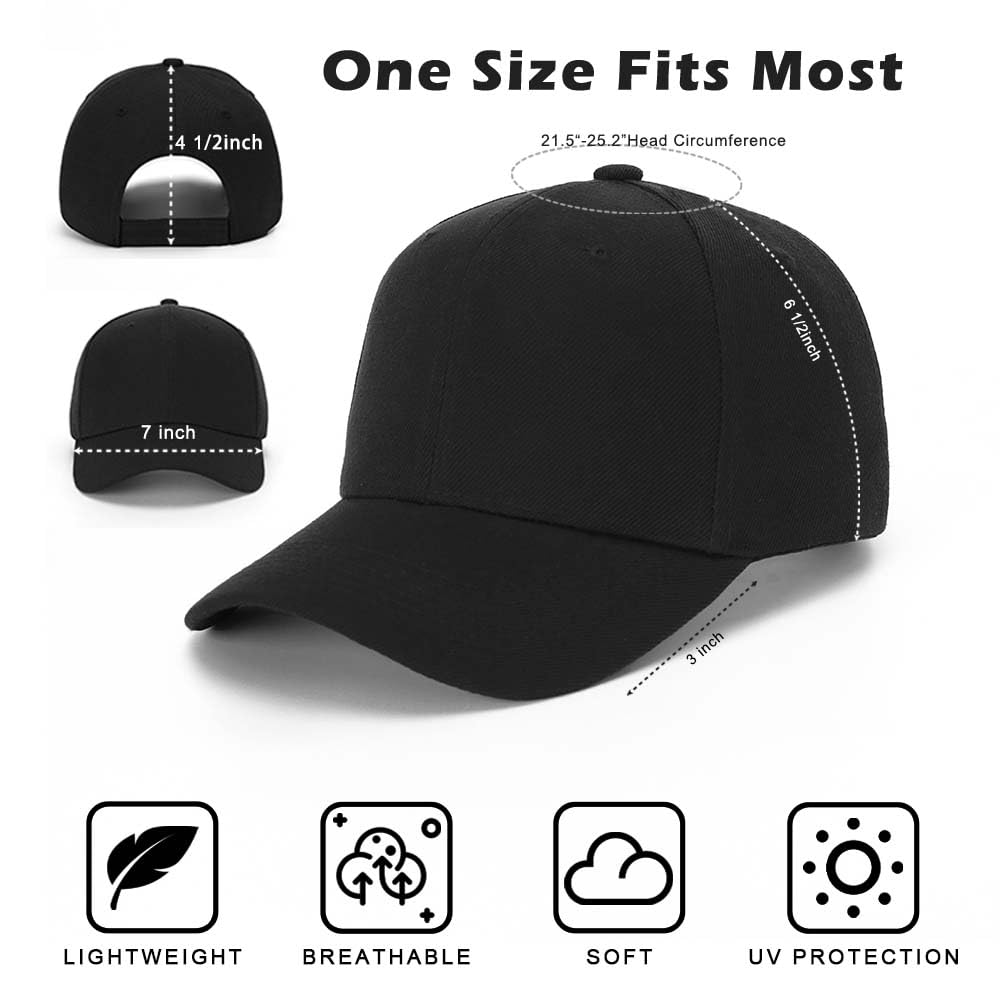 Optima Premium Adjustable Baseball Cap - Unisex, Black, One Size