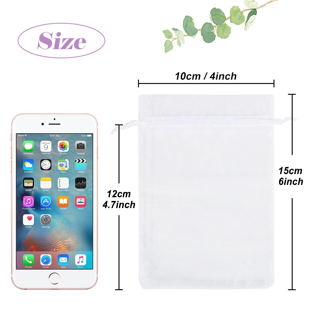 Optima Premium White Organza Drawstring Bags - 4"x6" Wedding Favors