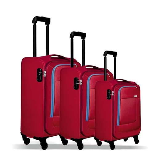 OPTIMA Prion Softside Expandable Roller Luggage, Red, 3-Piece Set (20/24/28)